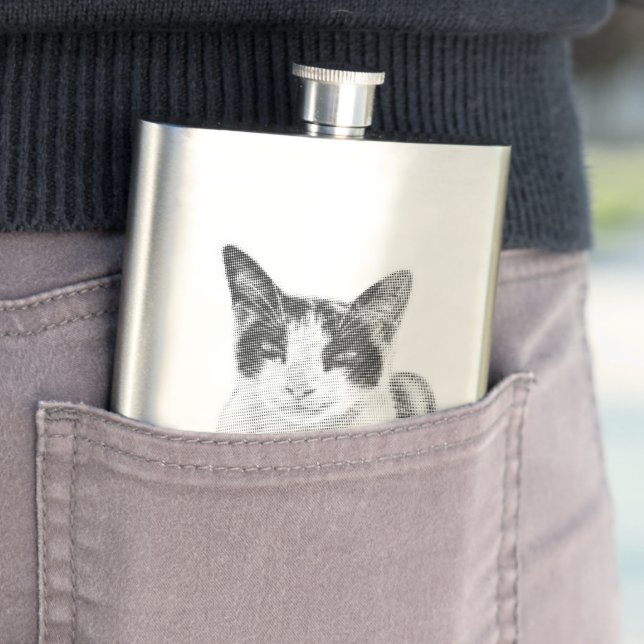 Katt med kalikåmönster halvtoneeffekt fickplunta (In Situ)