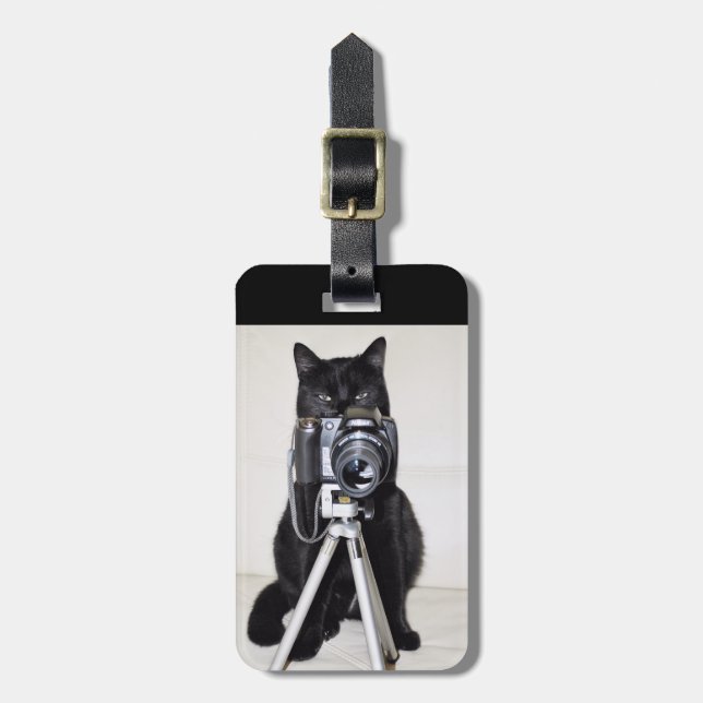 Katt med kameran bagagebricka (Vertikal Framsida)