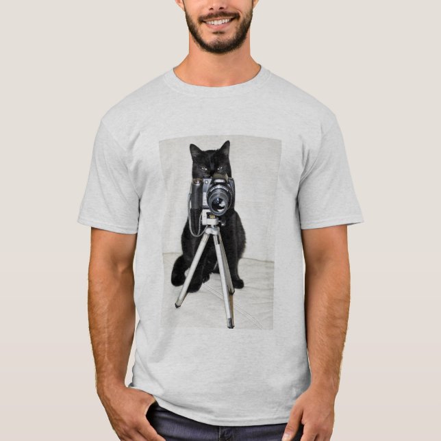 Katt med kameran t shirt (Framsida)