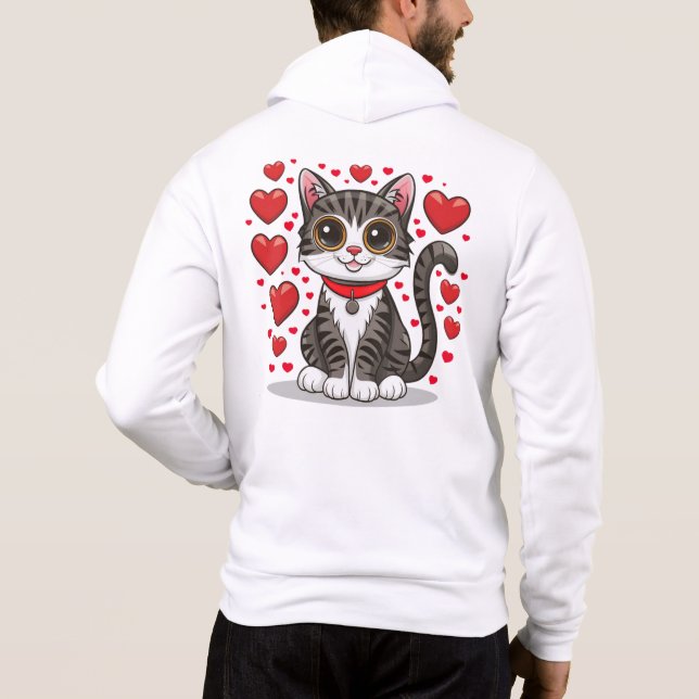 Katt med kärlekssymboler Clipart-85245 T Shirt (Baksida)