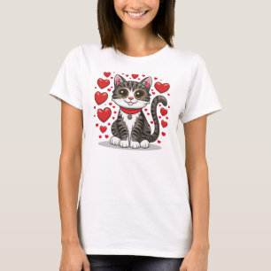 Katt med kärlekssymboler Clipart-85245 T Shirt