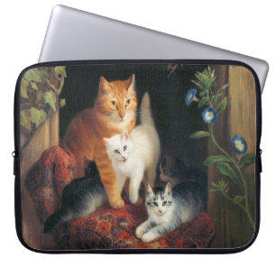 Katt med kattungar (djurkonst) laptop fodral