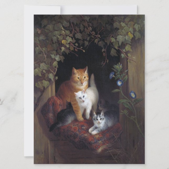 Katt med kattungar Grattis på födelsedagen (Framsida)