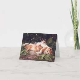 Katt med Kittens Fine Art Tack Kort