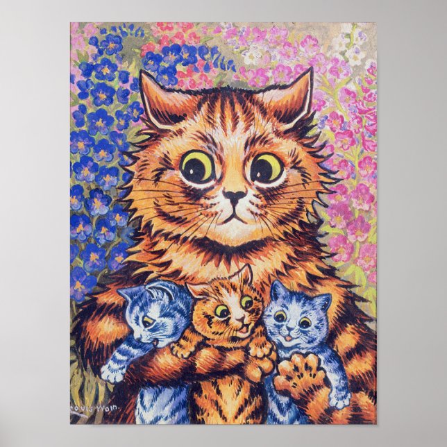 Katt med Kittens, Louis Wain Poster (Framsidan)