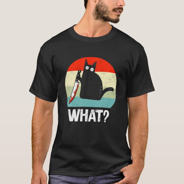Katt med Knivar Cat What Funny Gift Idea T Shirt (Framsida)