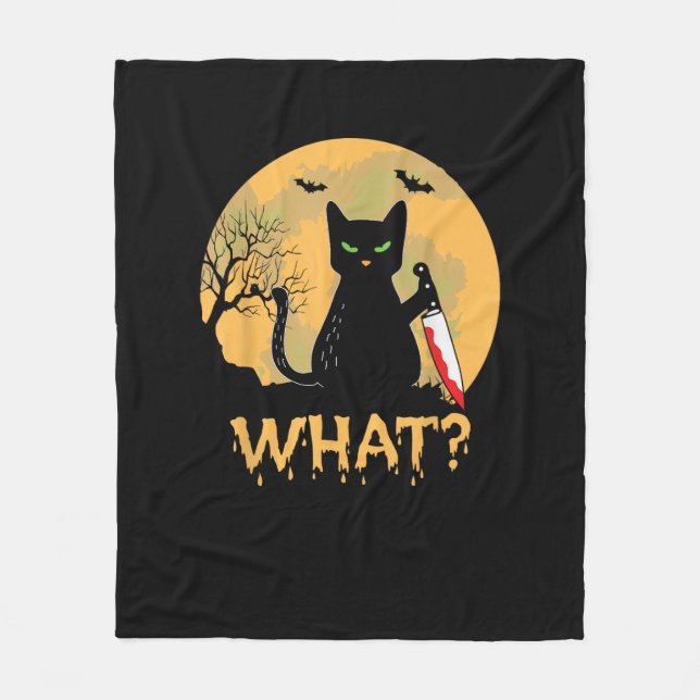 Katt med Knivar Halloween Fleecefilt (Framsidan)