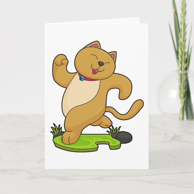 Katt med krage på löpning kort (Framsida)