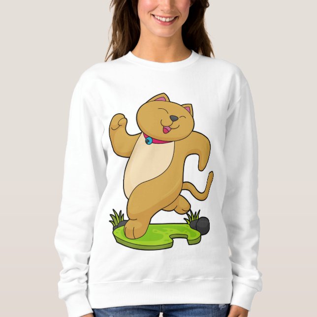 Katt med krage på löpning t shirt (Framsida)