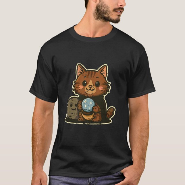 Katt med kristallkula av Gravestone T Shirt (Framsida)