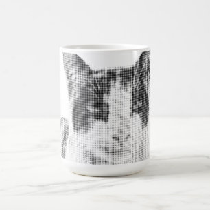 Katt med lapptäcke Minimal Halftone Magisk Mugg