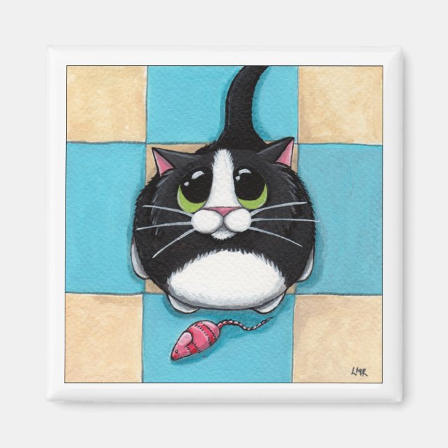 Katt med Leksak musmagnet Magnet (Framsidan)