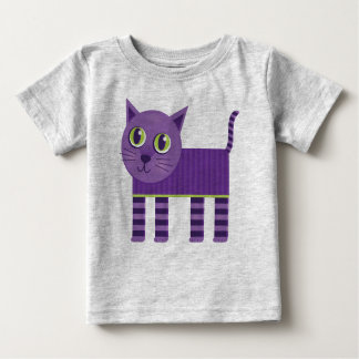 Katt med Lila stripe Tee Shirt