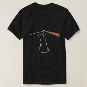 Katt med ljus Minimal regnbågsdesign T Shirt