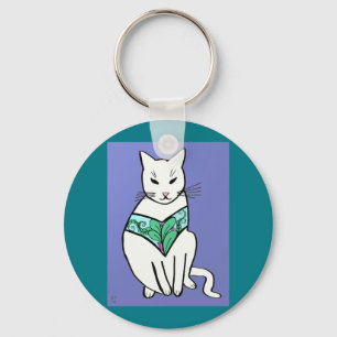Katt med lövdesign nyckelring