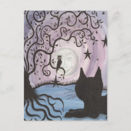 Katt med måne-postkort vykort
