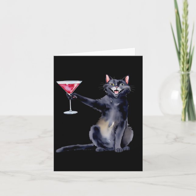 Katt med Martini Gl Svan Kort (Framsida)