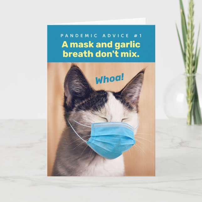Katt med mask - masker och andedräkt Blanda inte Kort (Framsida)