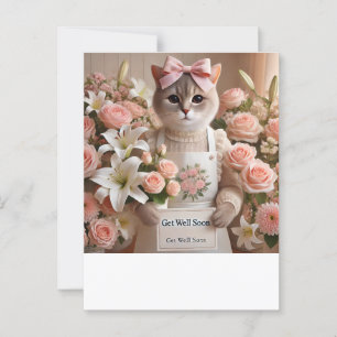 Katt med massor av blommor Snart frisk igen Vykort