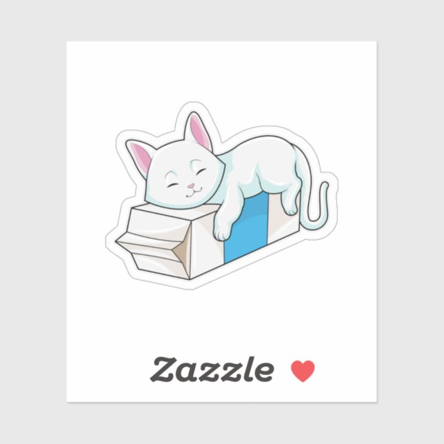 Katt med Mjölk Klistermärken (Ark)