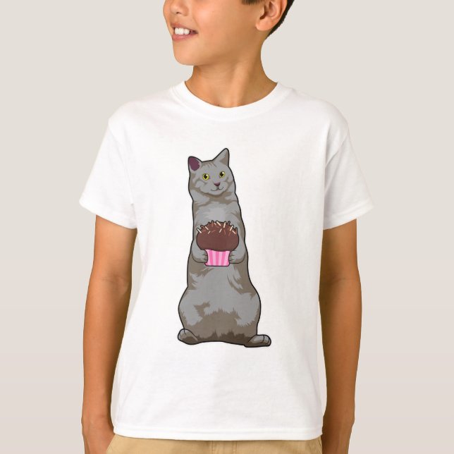 Katt med Muffin T Shirt (Framsida)