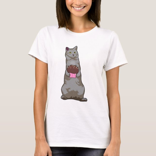 Katt med Muffin T Shirt (Framsida)