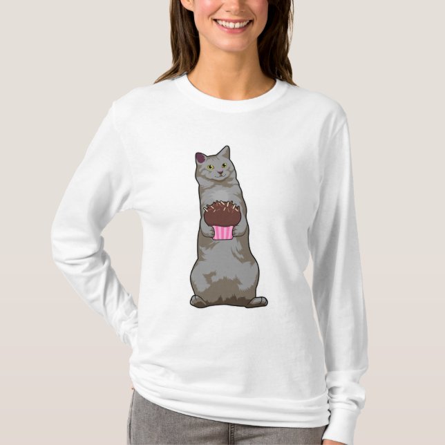 Katt med Muffin T Shirt (Framsida)