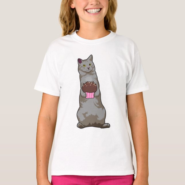 Katt med Muffin T Shirt (Framsida)