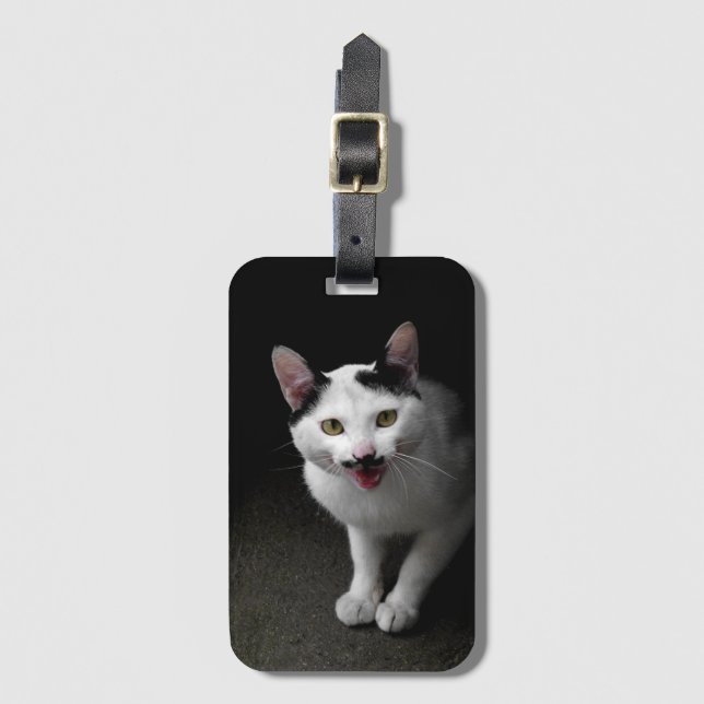 Katt med mustache bagagebricka (Framsida vertikal)