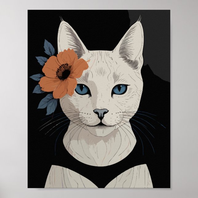 Katt med orange blomma poster (Framsidan)