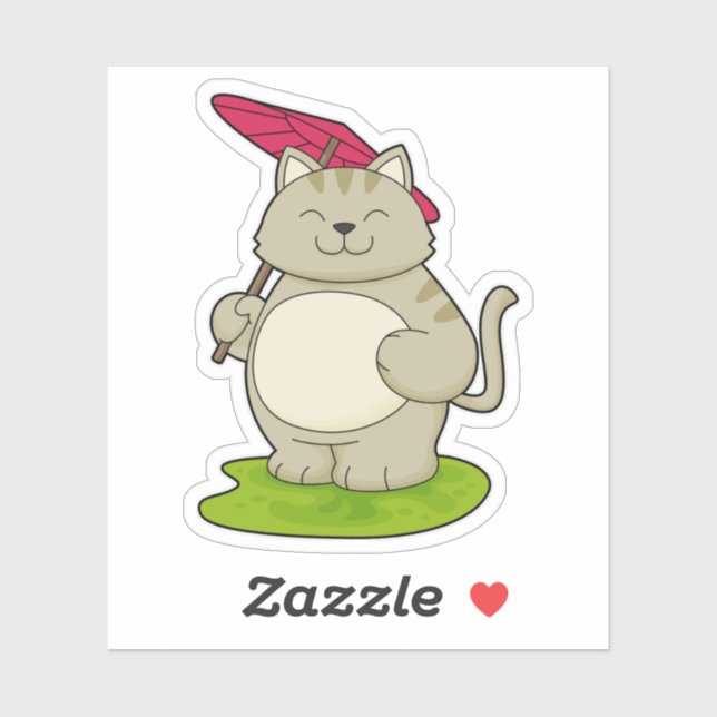 Katt med paraply klistermärken (Ark)