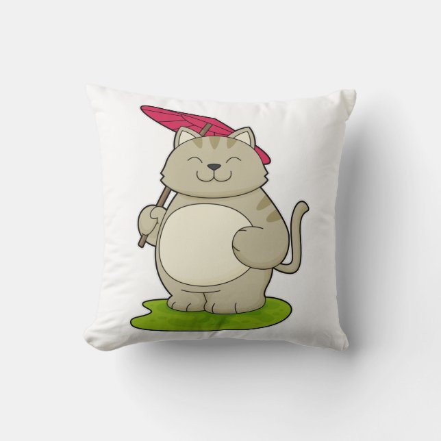 Katt med paraply kudde (Framsida)