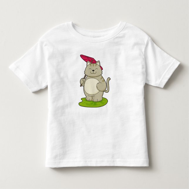 Katt med paraply t shirt (Framsida)