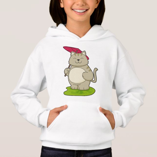 Katt med paraply t shirt (Framsida)