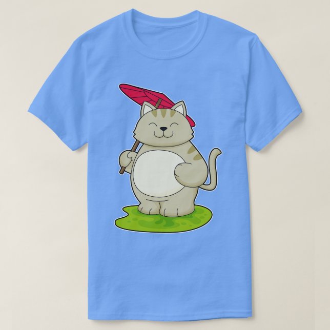 Katt med paraply t shirt (Design framsida)