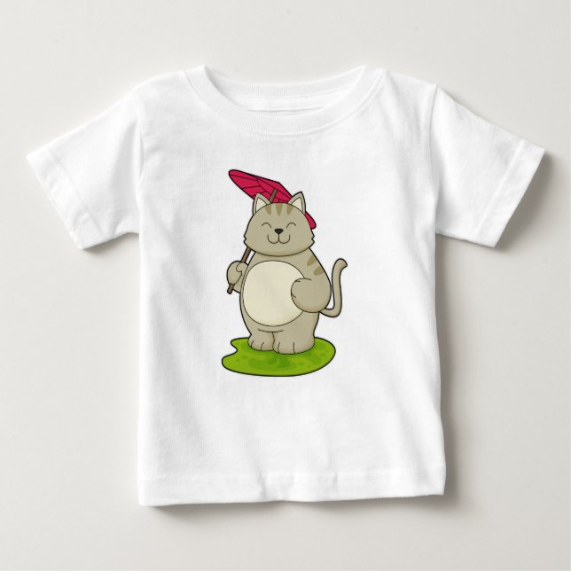 Katt med paraply t shirt (Framsida)