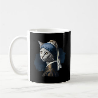 Katt med pärlavläsning - Vermeer Painting- Kaffemugg