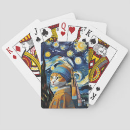 Katt med pärlörring casinokort