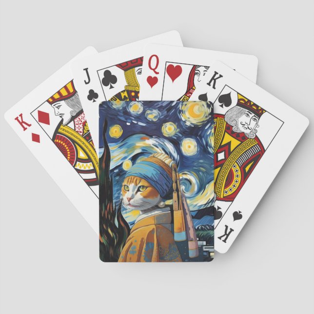 Katt med pärlörring casinokort (Baksidan)