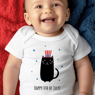 Katt med patriotisk hatt, Lycklig 4 juli T Shirt