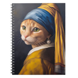 Katt med Pearl Earring | Funny Vermeer Parody Anteckningsbok