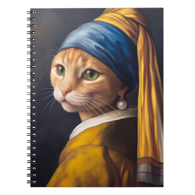 Katt med Pearl Earring | Funny Vermeer Parody Anteckningsbok (Framsidan)