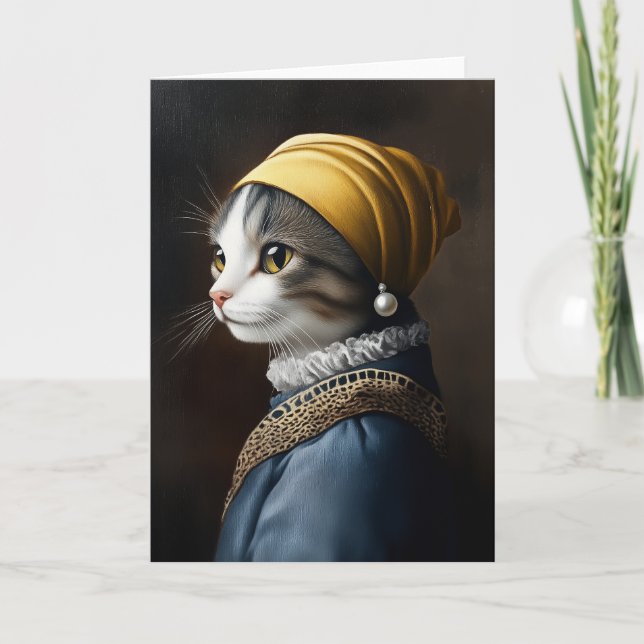 Katt med Pearl Earring Inbjudan (Framsida)