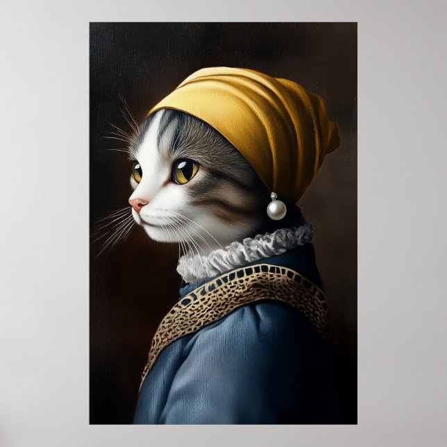 Katt med Pearl Earring Poster (Framsidan)
