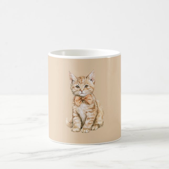 Katt med persikobåge kaffemugg (Center)