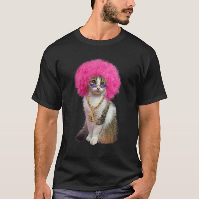 Katt Med Peruk T Shirt (Framsida)