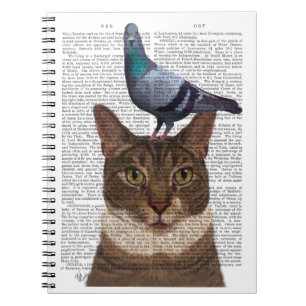 Katt med Pigeon på huvud Anteckningsbok
