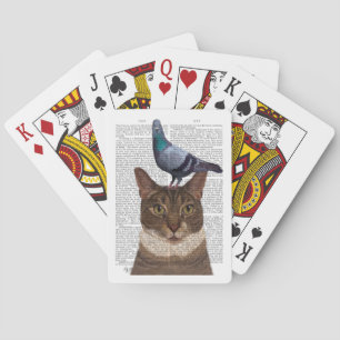 Katt med Pigeon på huvudet Casinokort
