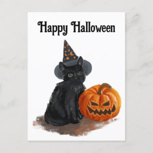 Katt med piumpkin-vykort vykort