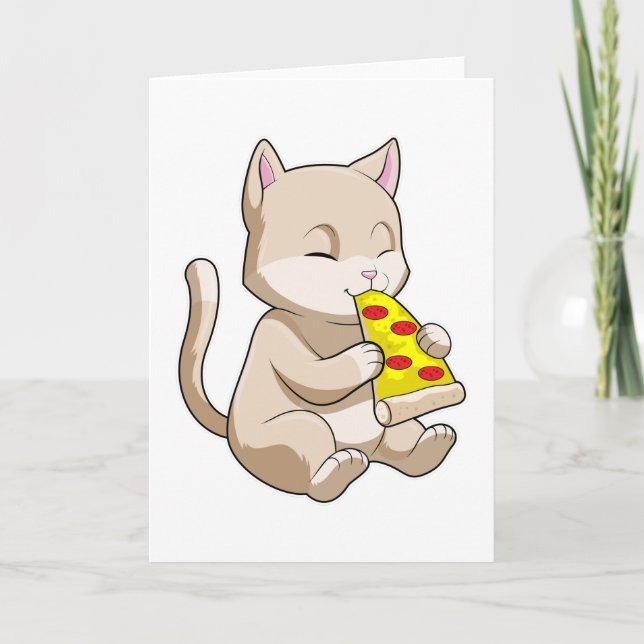Katt med Pizza Kort (Framsida)
